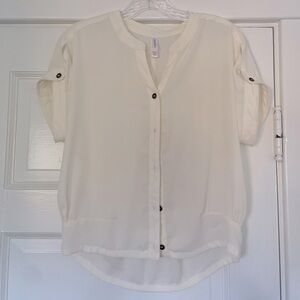 White button up blouse top